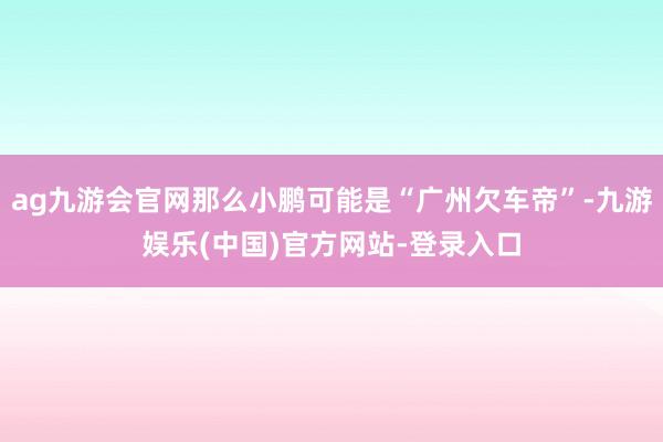 ag九游会官网那么小鹏可能是“广州欠车帝”-九游娱乐(中国)官方网站-登录入口